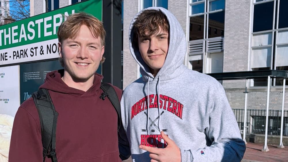Jude with his mentor John, a Northeastern University hockey player